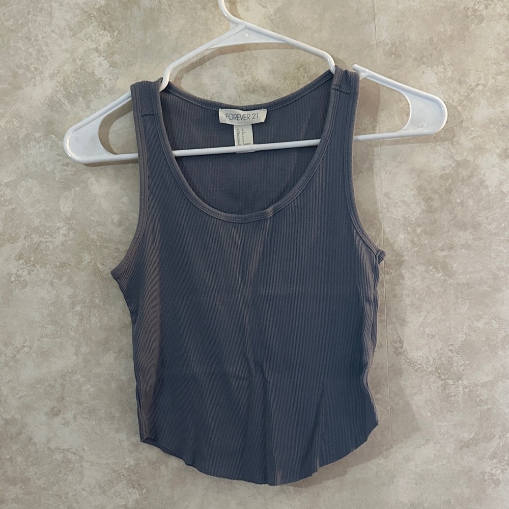 Forever 21 Charcoal Ribbed Tank Top